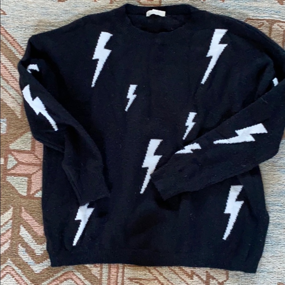 Black lightening bolt sweater